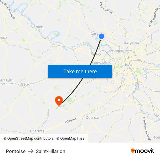 Pontoise to Saint-Hilarion map