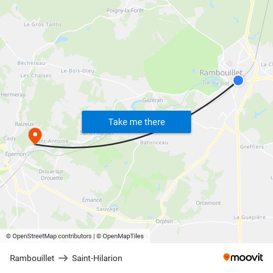 Rambouillet to Saint-Hilarion map