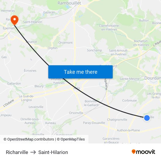 Richarville to Saint-Hilarion map