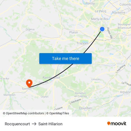 Rocquencourt to Saint-Hilarion map