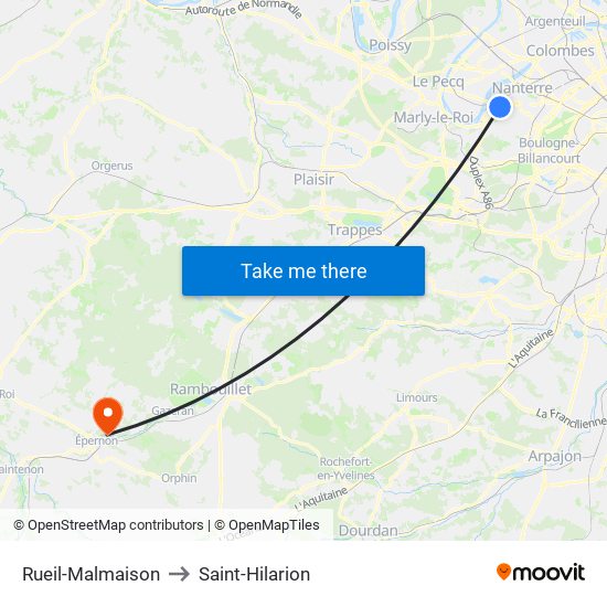 Rueil-Malmaison to Saint-Hilarion map