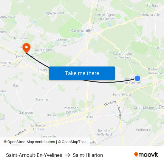 Saint-Arnoult-En-Yvelines to Saint-Hilarion map