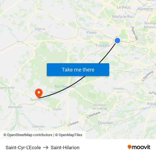 Saint-Cyr-L'Ecole to Saint-Hilarion map