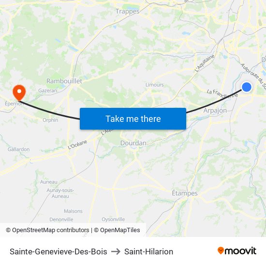 Sainte-Genevieve-Des-Bois to Saint-Hilarion map