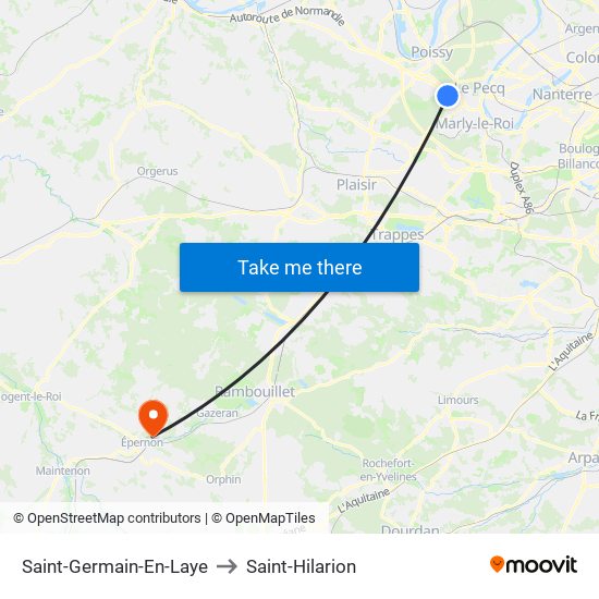 Saint-Germain-En-Laye to Saint-Hilarion map