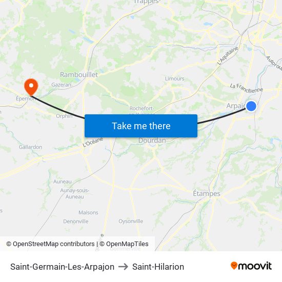 Saint-Germain-Les-Arpajon to Saint-Hilarion map