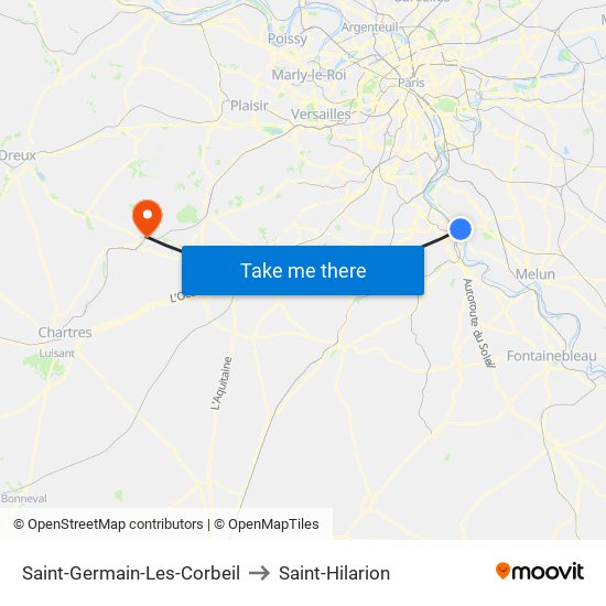 Saint-Germain-Les-Corbeil to Saint-Hilarion map