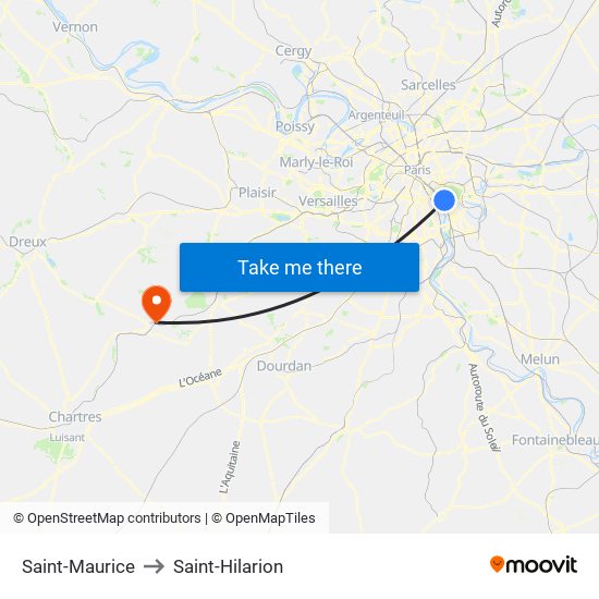Saint-Maurice to Saint-Hilarion map