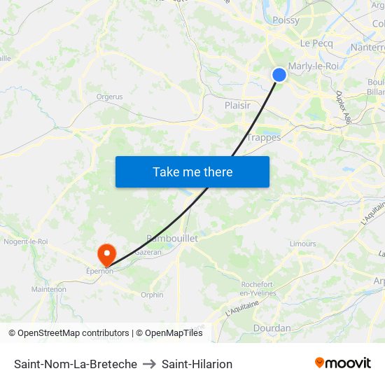 Saint-Nom-La-Breteche to Saint-Hilarion map