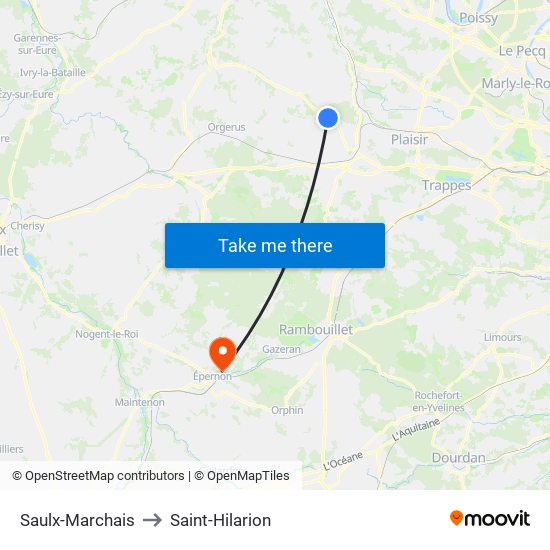Saulx-Marchais to Saint-Hilarion map