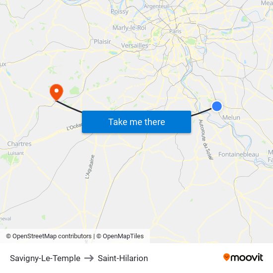Savigny-Le-Temple to Saint-Hilarion map