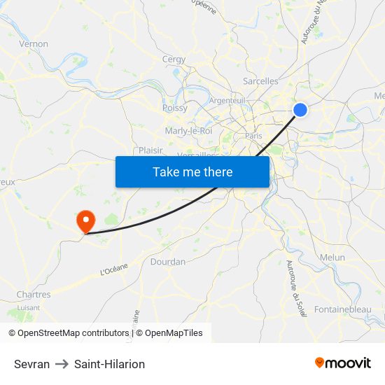 Sevran to Saint-Hilarion map