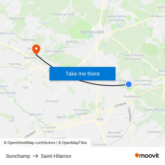 Sonchamp to Saint-Hilarion map