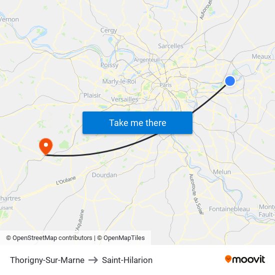Thorigny-Sur-Marne to Saint-Hilarion map