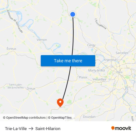 Trie-La-Ville to Saint-Hilarion map