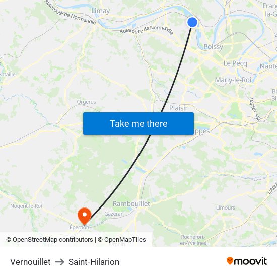 Vernouillet to Saint-Hilarion map