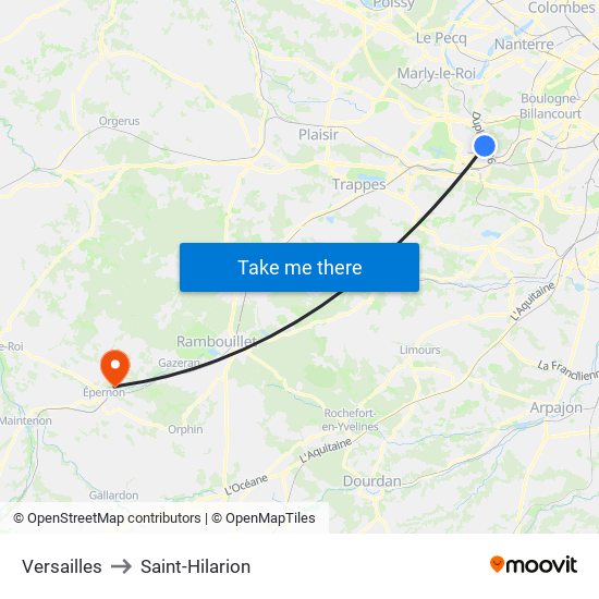 Versailles to Saint-Hilarion map