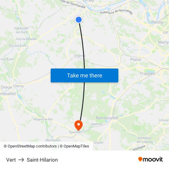 Vert to Saint-Hilarion map