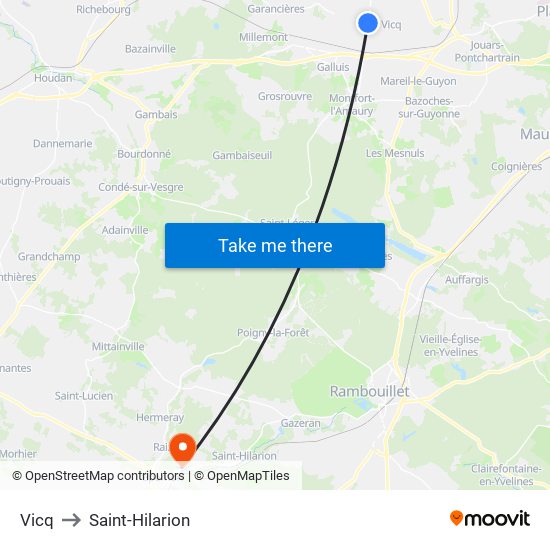 Vicq to Saint-Hilarion map