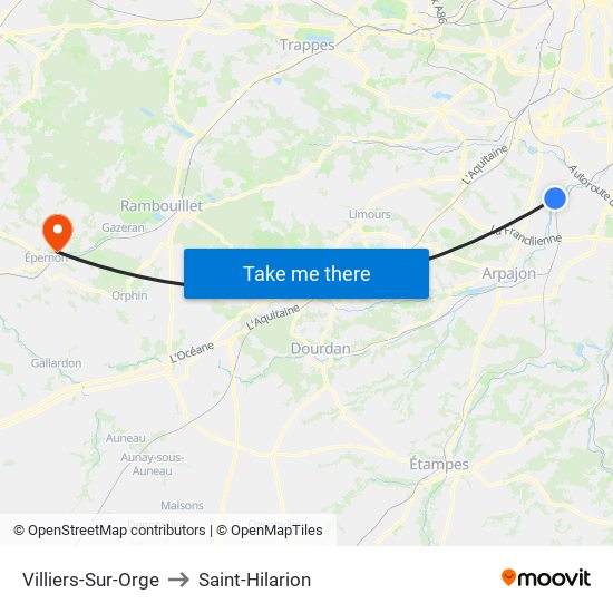 Villiers-Sur-Orge to Saint-Hilarion map