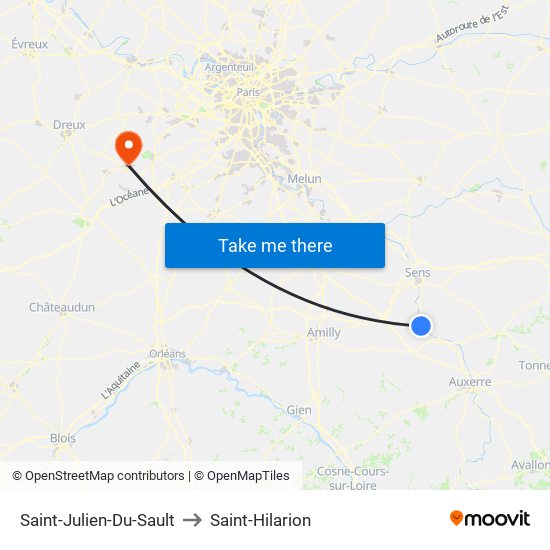 Saint-Julien-Du-Sault to Saint-Hilarion map