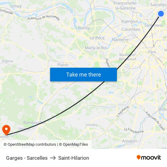 Garges - Sarcelles to Saint-Hilarion map