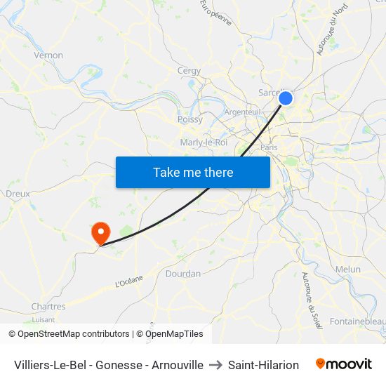 Villiers-Le-Bel - Gonesse - Arnouville to Saint-Hilarion map