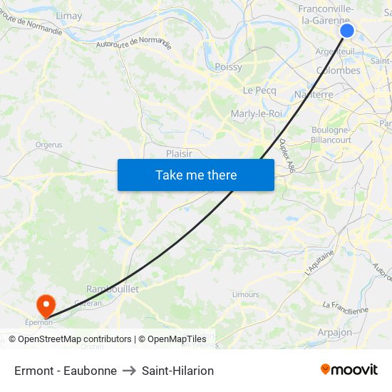 Ermont - Eaubonne to Saint-Hilarion map