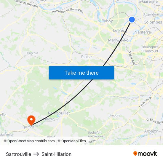Sartrouville to Saint-Hilarion map