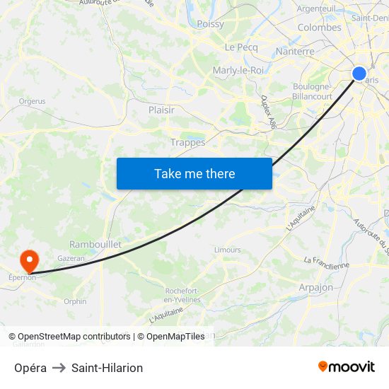 Opéra to Saint-Hilarion map