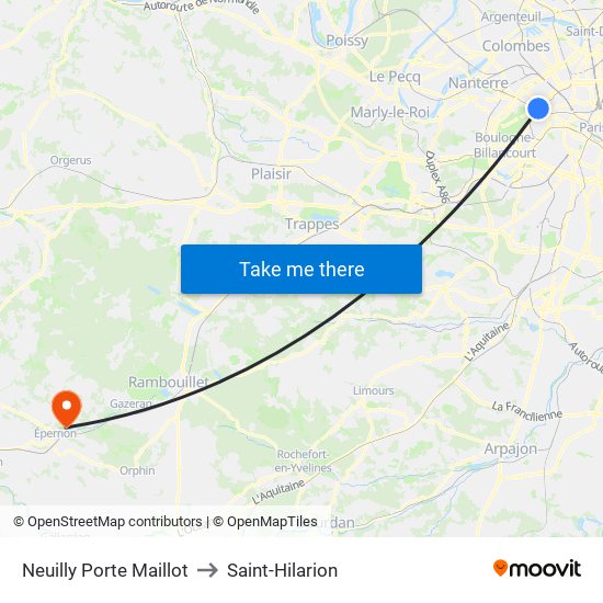 Neuilly Porte Maillot to Saint-Hilarion map