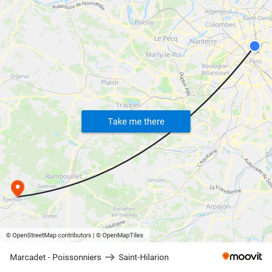 Marcadet - Poissonniers to Saint-Hilarion map