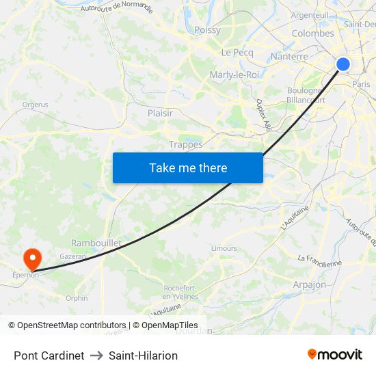 Pont Cardinet to Saint-Hilarion map