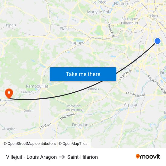 Villejuif - Louis Aragon to Saint-Hilarion map