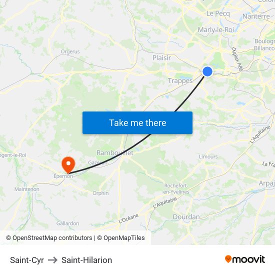 Saint-Cyr to Saint-Hilarion map