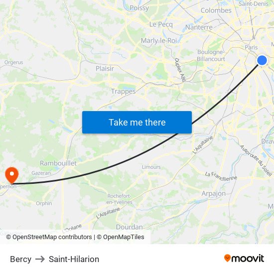 Bercy to Saint-Hilarion map