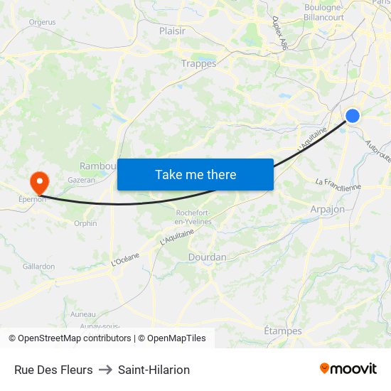 Rue Des Fleurs to Saint-Hilarion map