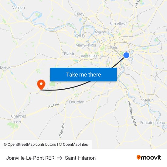 Joinville-Le-Pont RER to Saint-Hilarion map