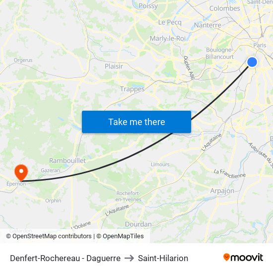 Denfert-Rochereau - Daguerre to Saint-Hilarion map