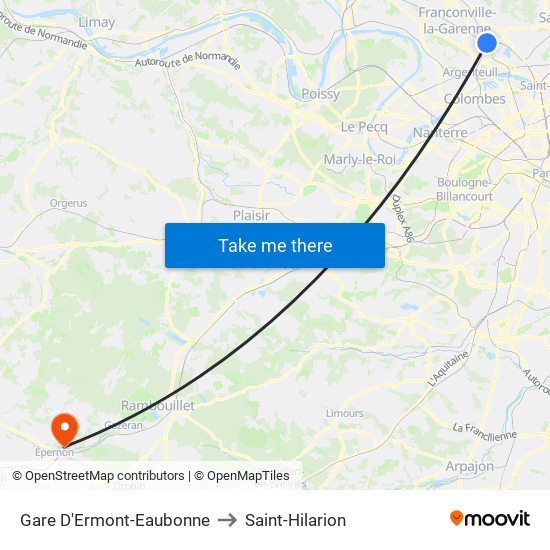 Gare D'Ermont-Eaubonne to Saint-Hilarion map