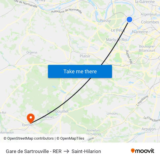 Gare de Sartrouville - RER to Saint-Hilarion map