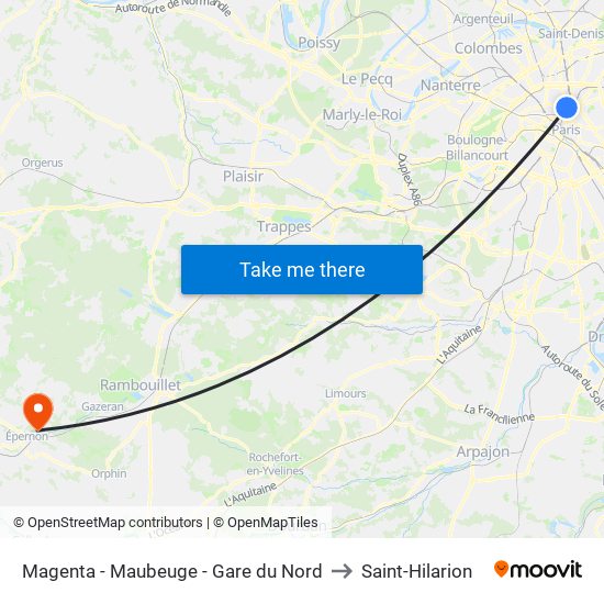 Magenta - Maubeuge - Gare du Nord to Saint-Hilarion map