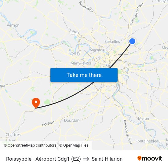 Roissypole - Aéroport Cdg1 (E2) to Saint-Hilarion map
