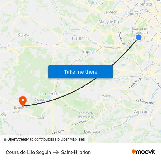 Cours de L'Ile Seguin to Saint-Hilarion map