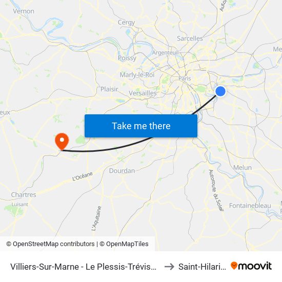 Villiers-Sur-Marne - Le Plessis-Trévise RER to Saint-Hilarion map