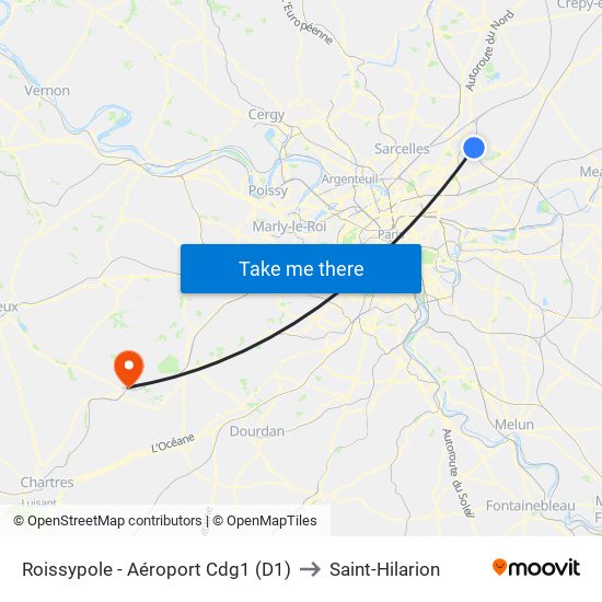 Roissypole - Aéroport Cdg1 (D1) to Saint-Hilarion map