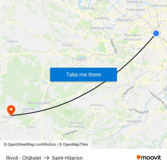 Rivoli - Châtelet to Saint-Hilarion map