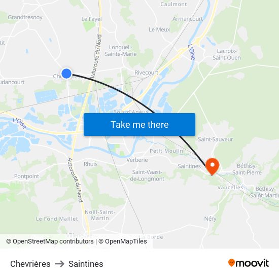 Chevrières to Saintines map