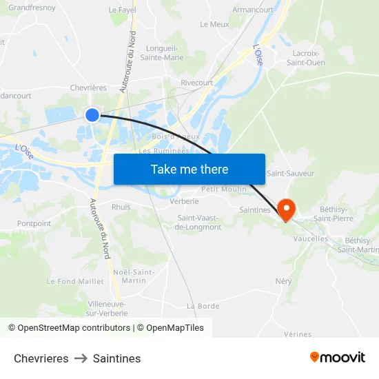 Chevrieres to Saintines map