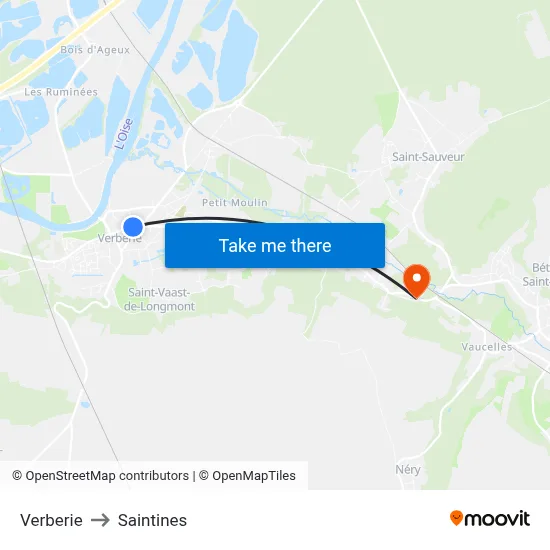 Verberie to Saintines map
